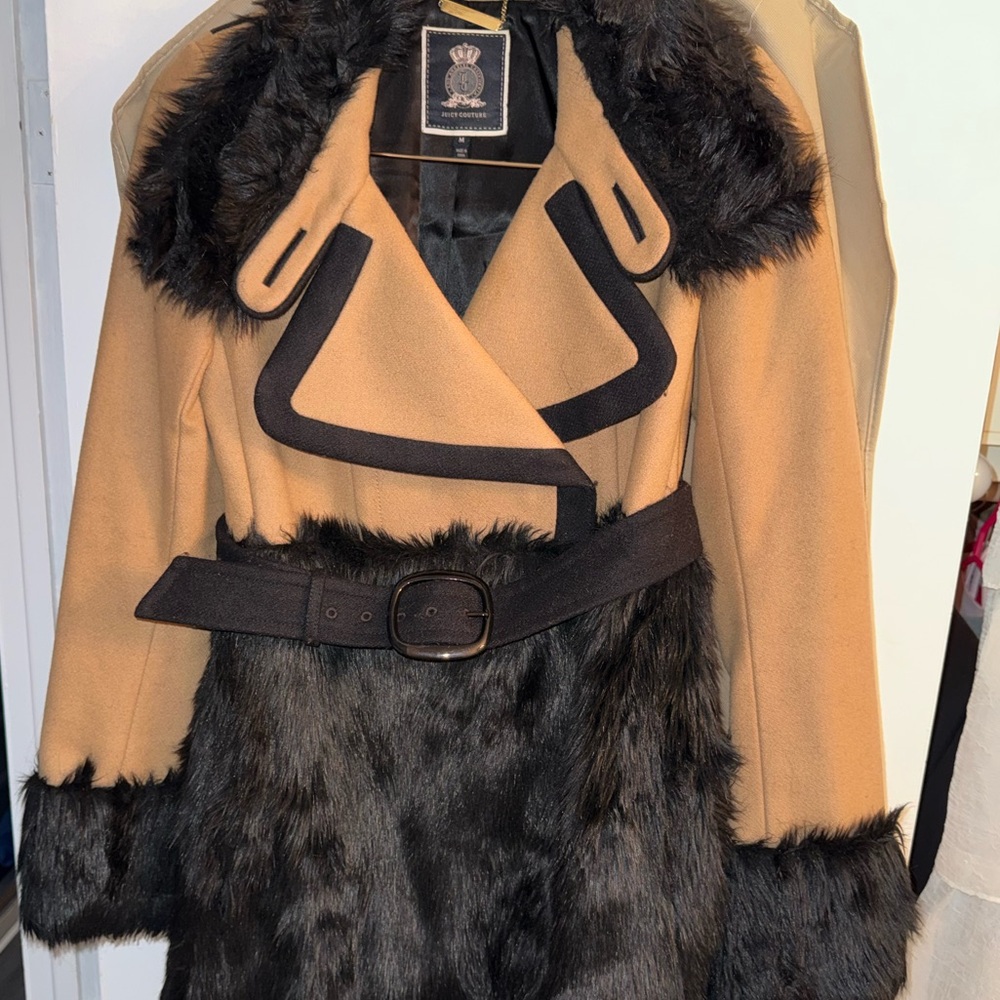 Juicy Couture Faux Fur Wool Coat
